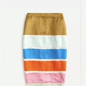 J Crew Crochet Ribbon Color Block Skirt NWT Size 6 Classic Boho Chic Designer